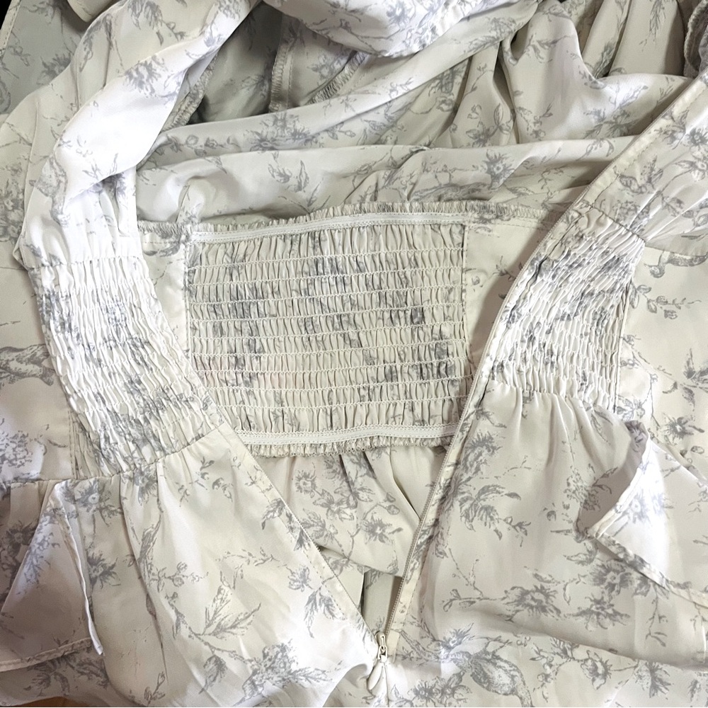 NWOT Snidel Frill Floral Bird Long Sleeve Elegant Feminine Ruffle Dress XS/S - Picture 11 of 16